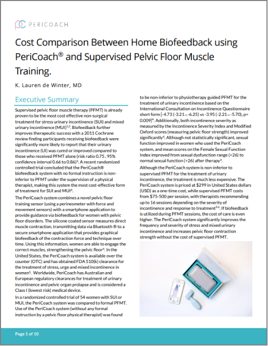 COST COMPARISON BETWEEN HOME BIOFEEDBACK USING PERICOACH® AND SUPERVISED PELVIC FLOOR MUSCLE TRAINING